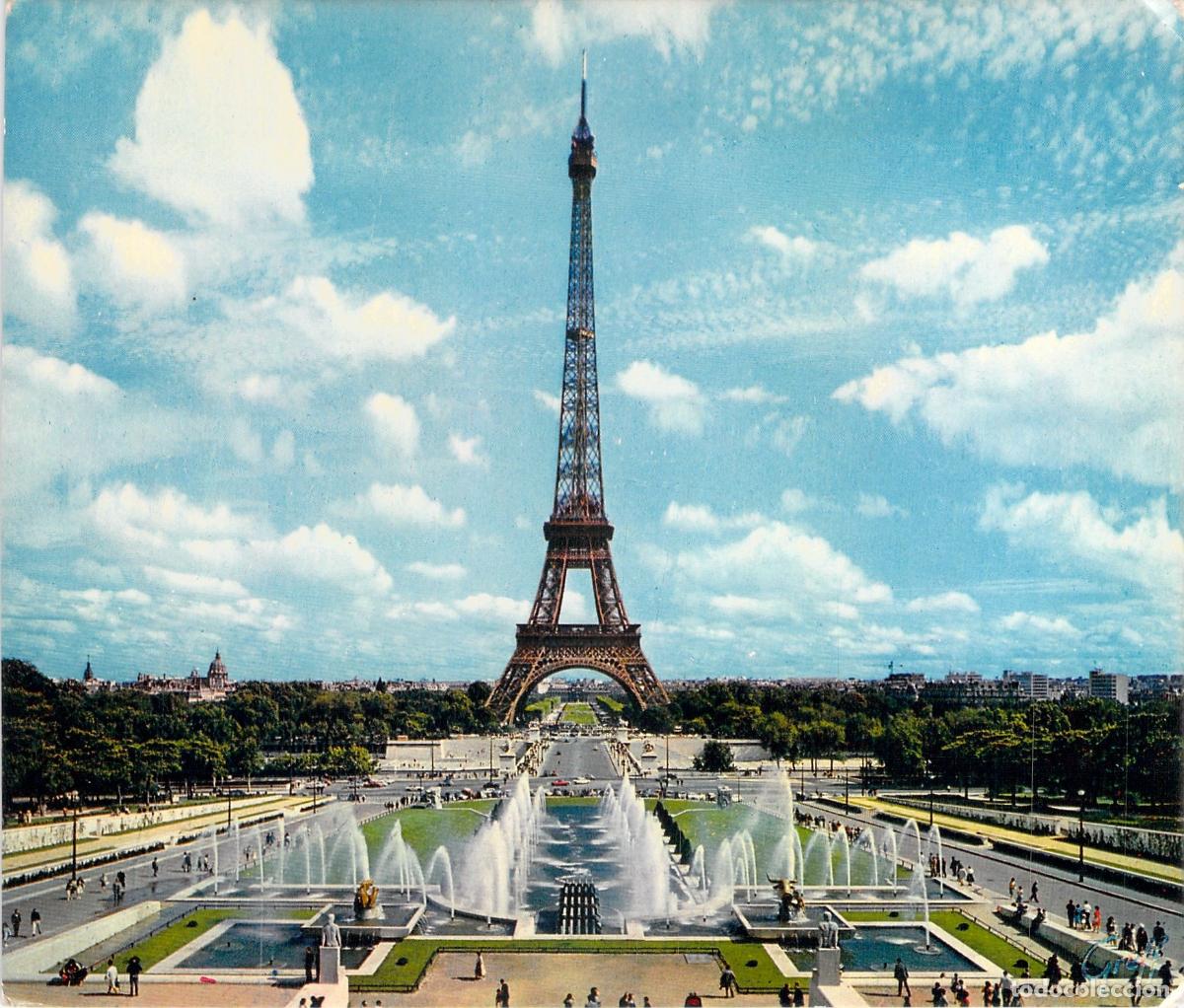 Postales: Postal de la Torre Eiffel y los Jardines de Chaillot en Par&iacute;s