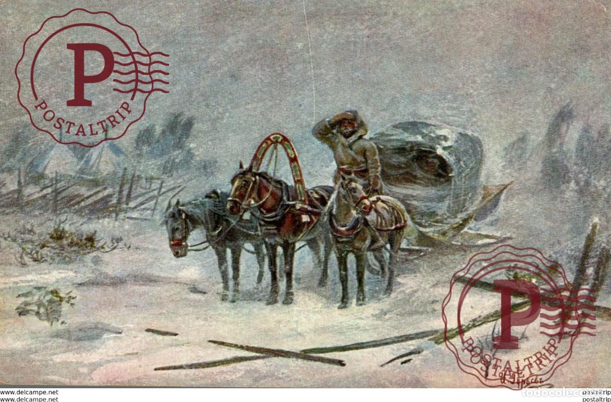 Postcards: 1917 Being mistaken in road by Gouriev HORSE carriage SE TROMPANT DE ROUTE russa rusia rusland R