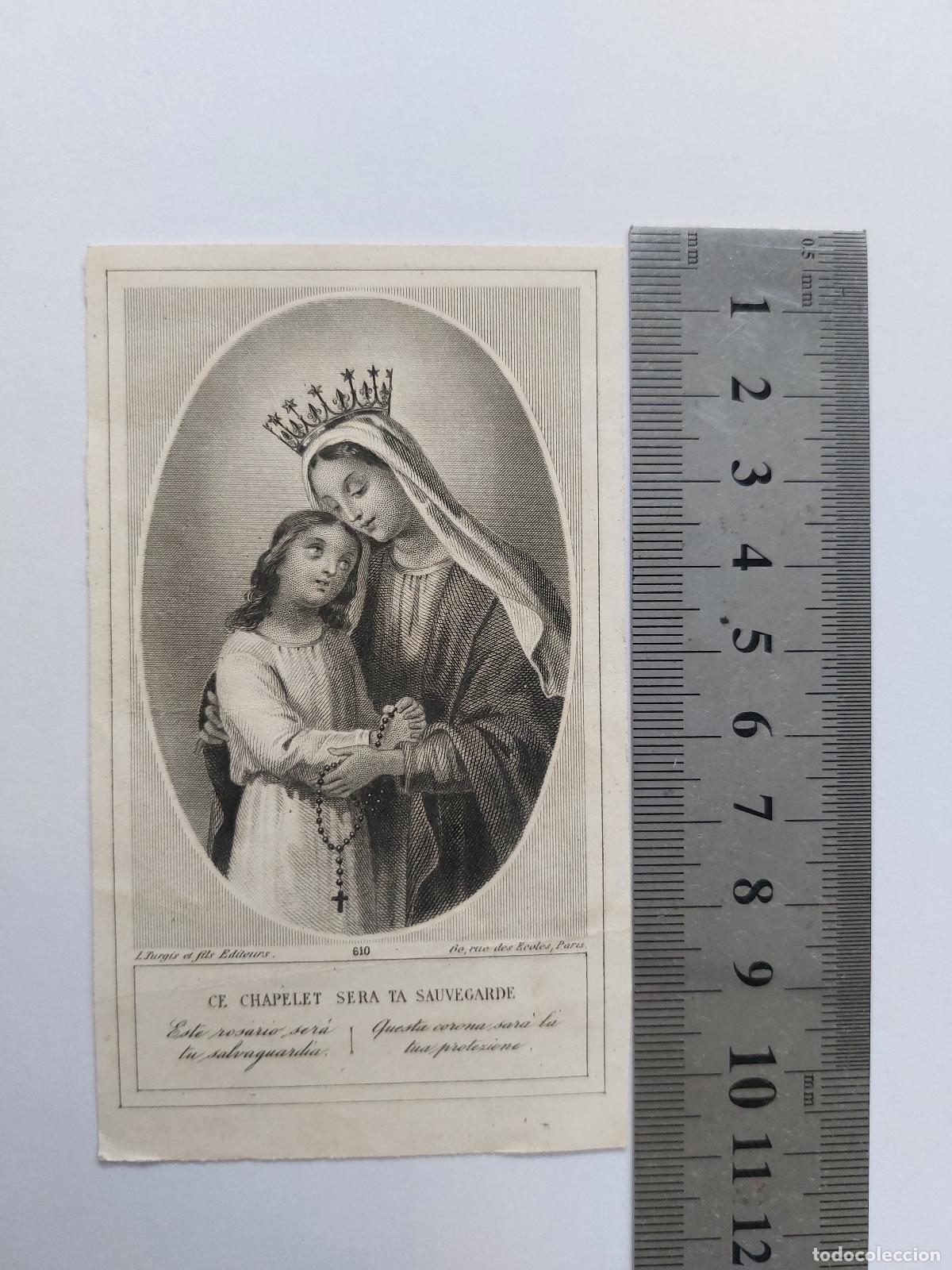 Postales: Estampa con imagen devocional de la Virgen Mar&iacute;a y el Ni&ntilde;o Jes&uacute;s