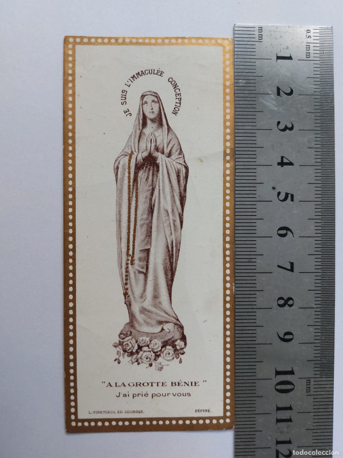 Postales: Estampa devocional de la Virgen Mar&iacute;a en Lourdes