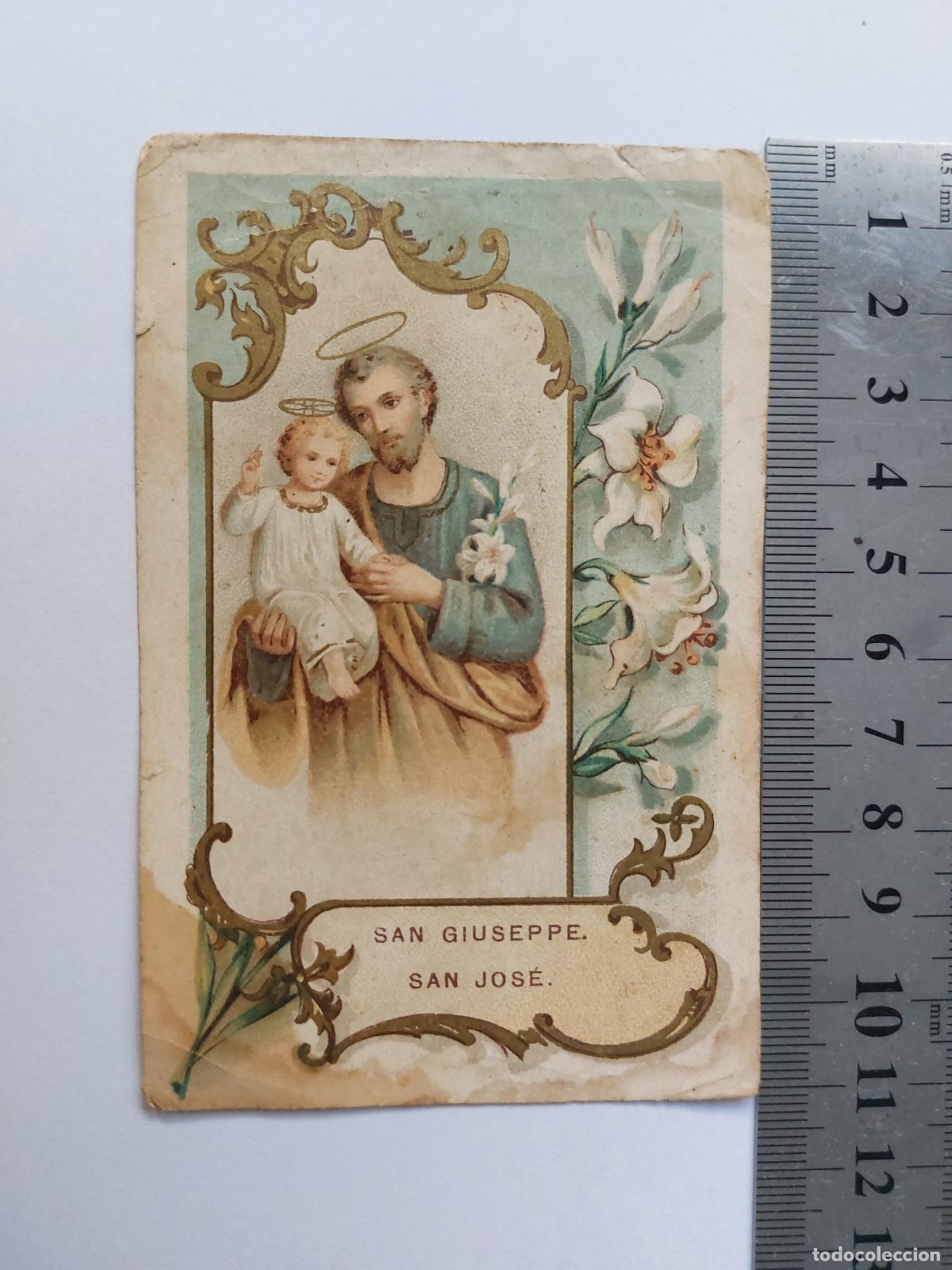 Postales: Estampa con ilustraci&oacute;n de San Jos&eacute; y el Ni&ntilde;o Jes&uacute;s