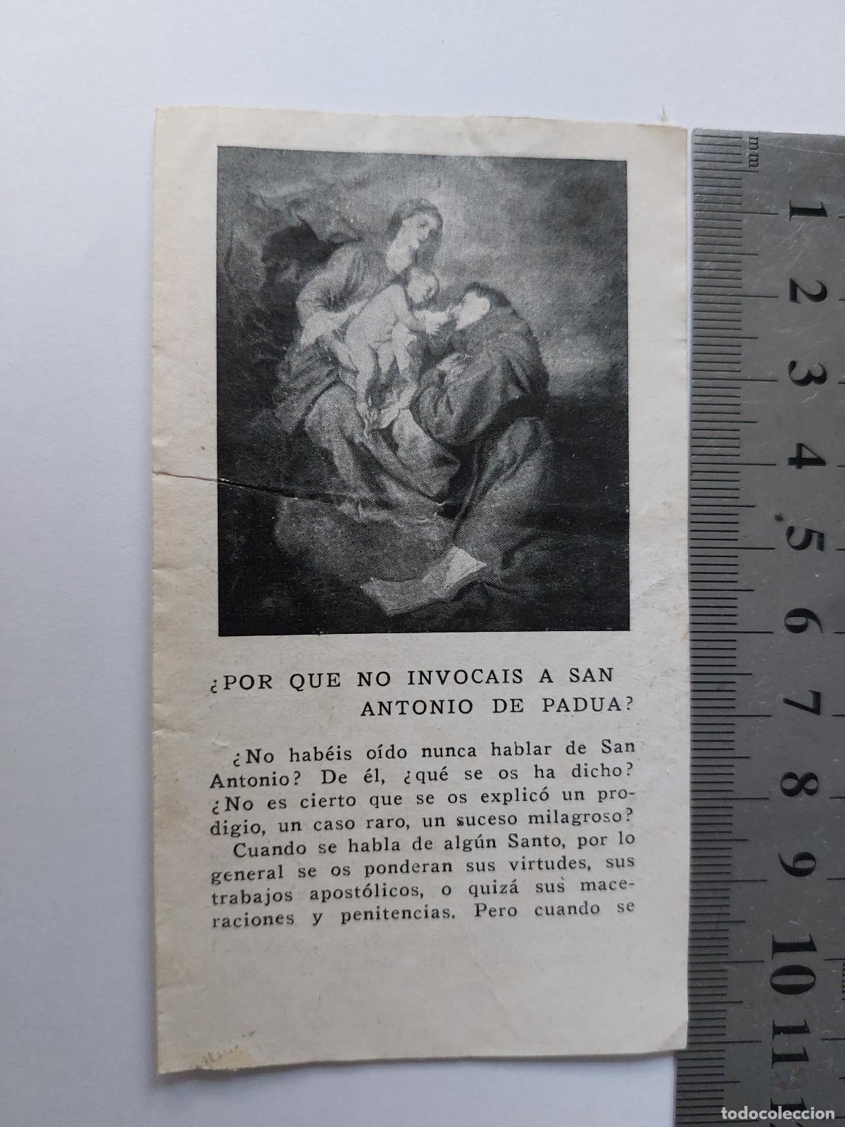 Postales: Estampa religiosa con imagen y oraci&oacute;n a San Antonio de Padua