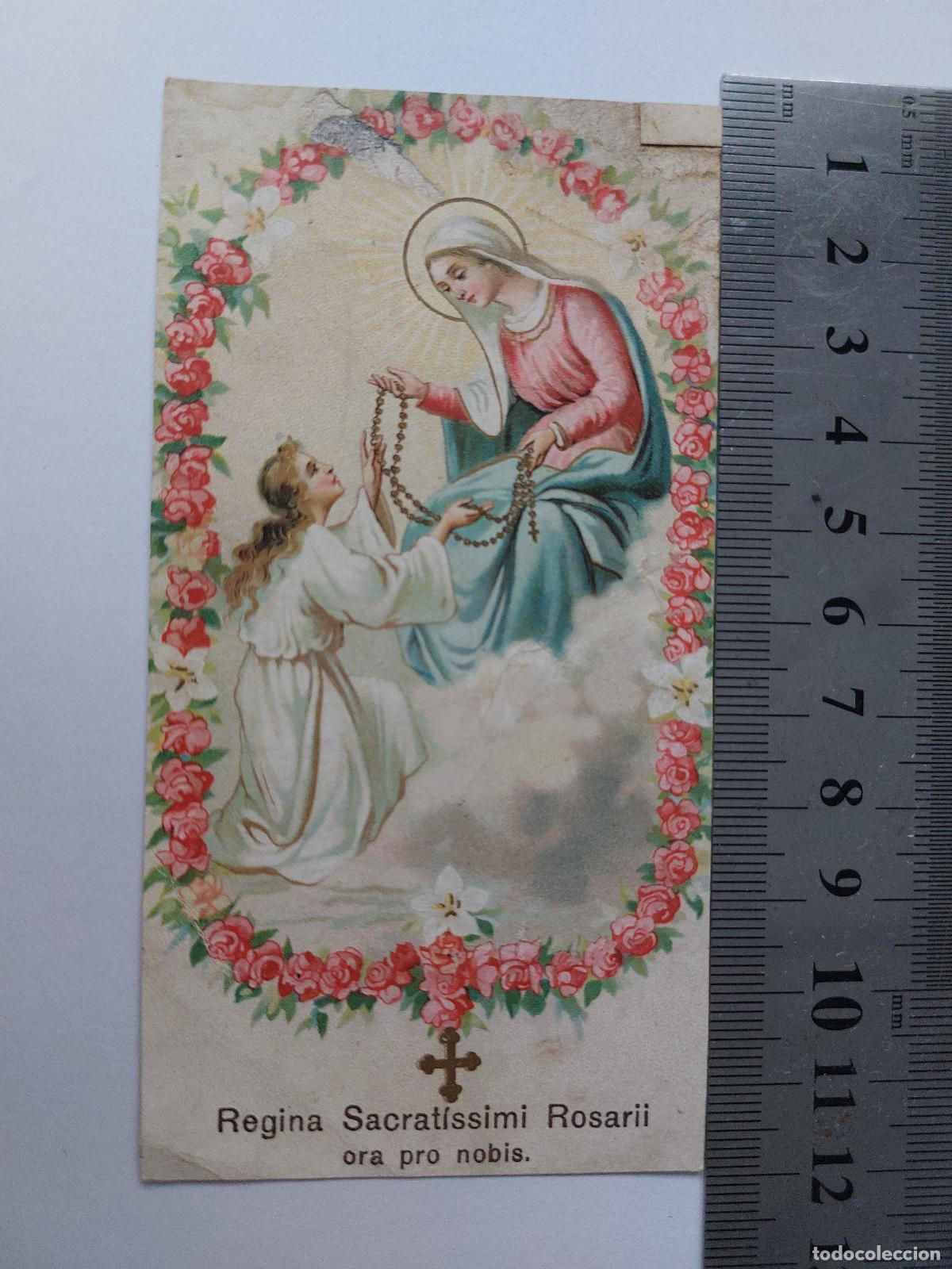 Postales: Estampa de estampa religiosa con la Virgen del Rosario