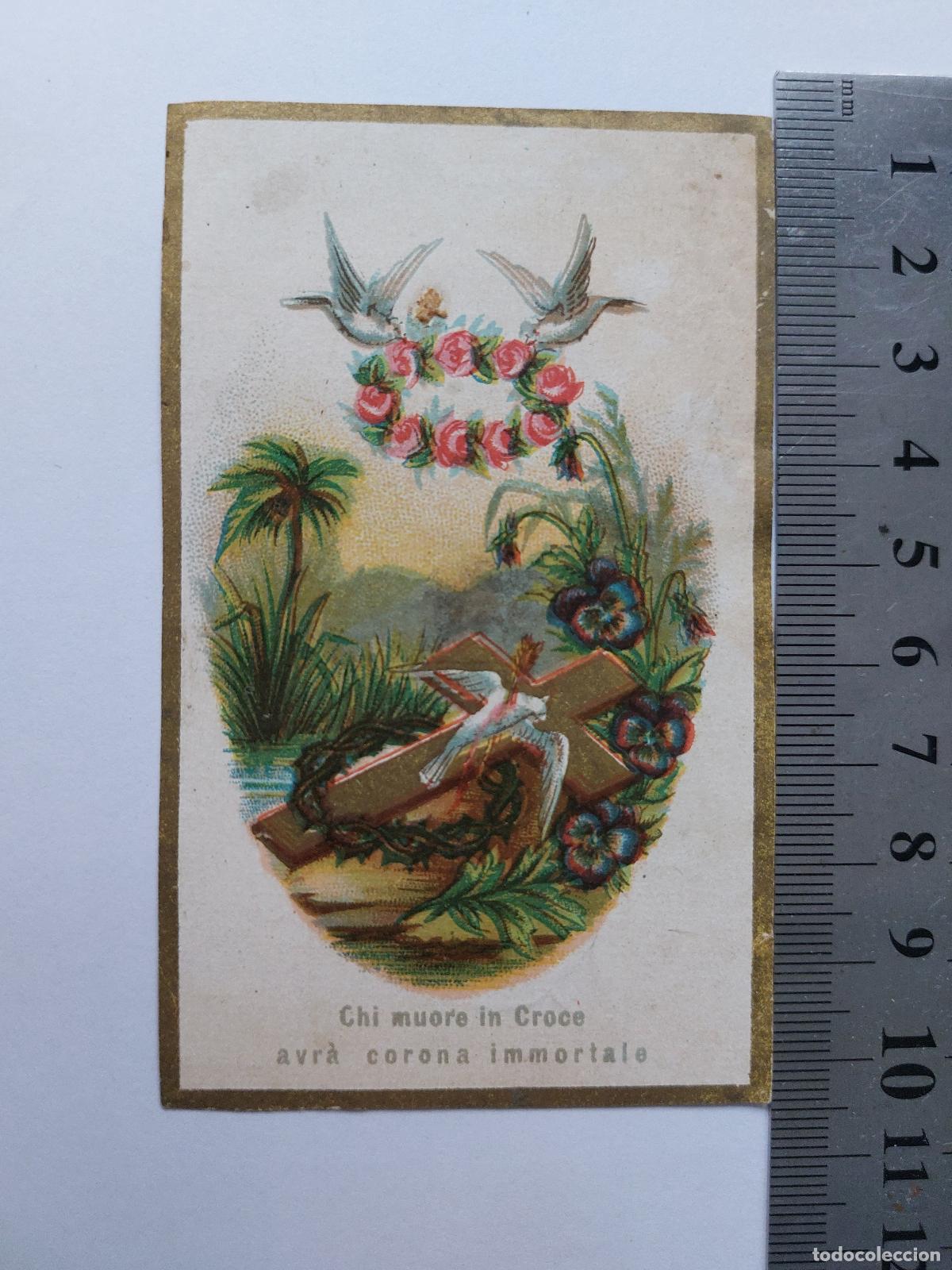 Postales: Estampa religiosa con cruz y corona de flores
