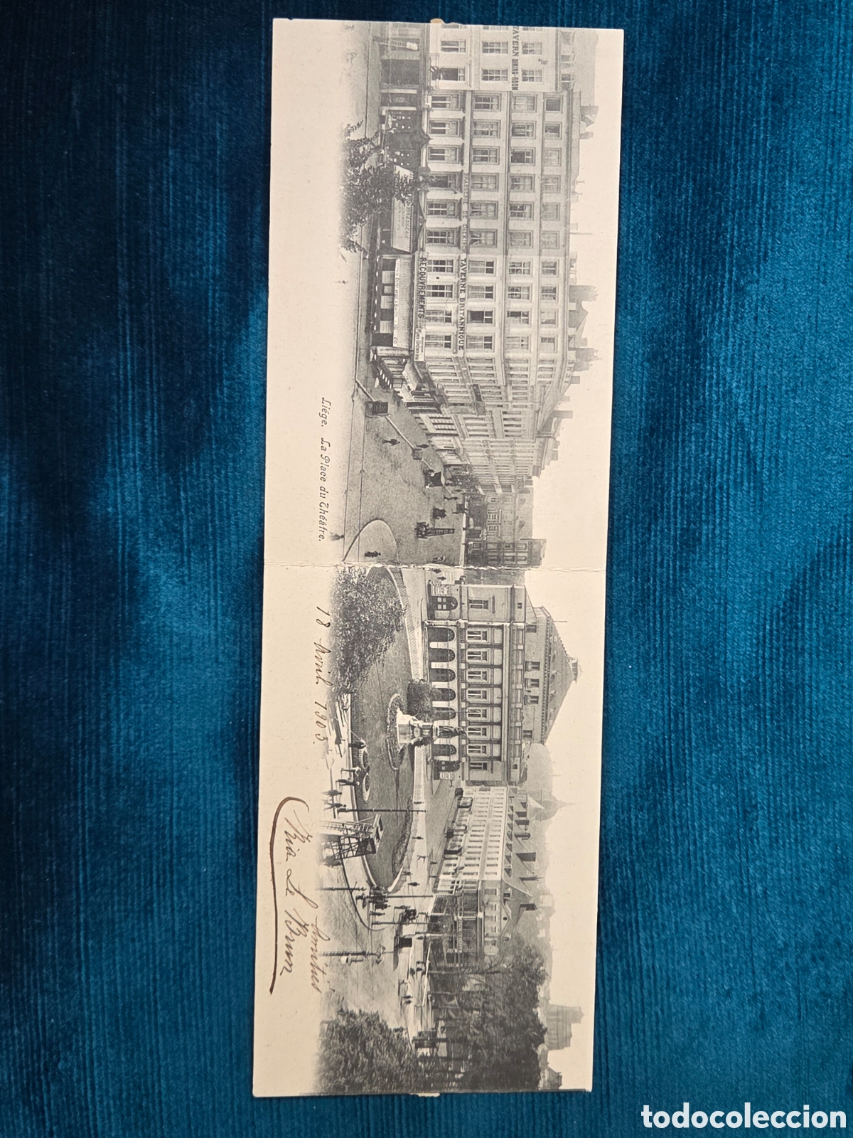 Postales: Postal Doble Lieja, Liege 1903 Place du Theatre.