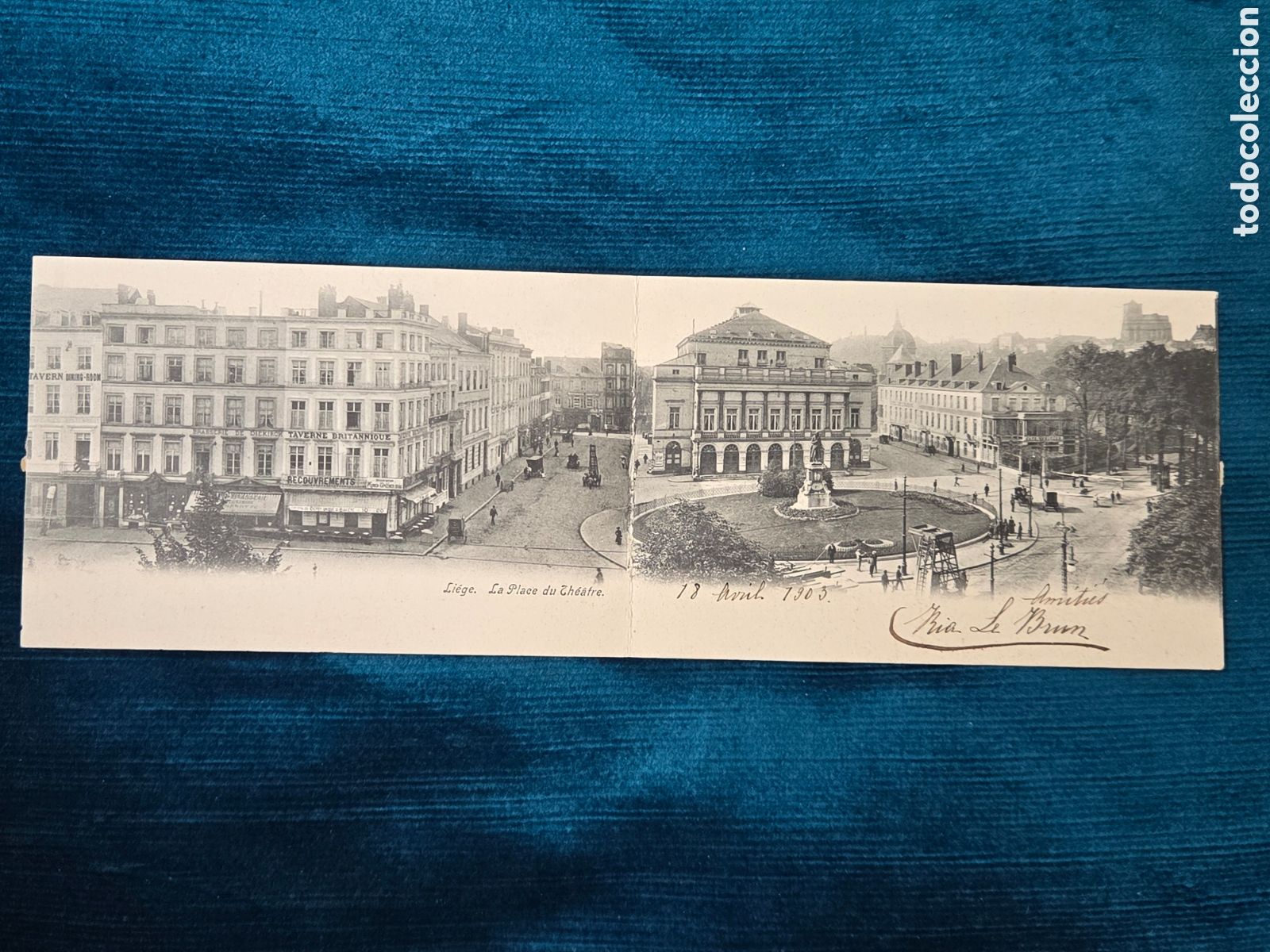 Postales: Postal Doble Lieja, Liege 1903 Place du Theatre.