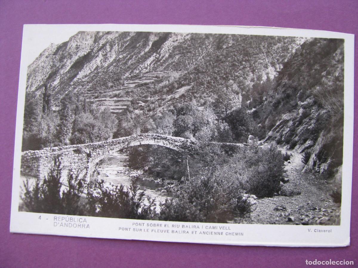 Postales: POSTAL DE REPUBLICA D'ANDORRA. PONT SOBRE EL RIU BALIRA I CAMI VELL. V. CLAVEROL