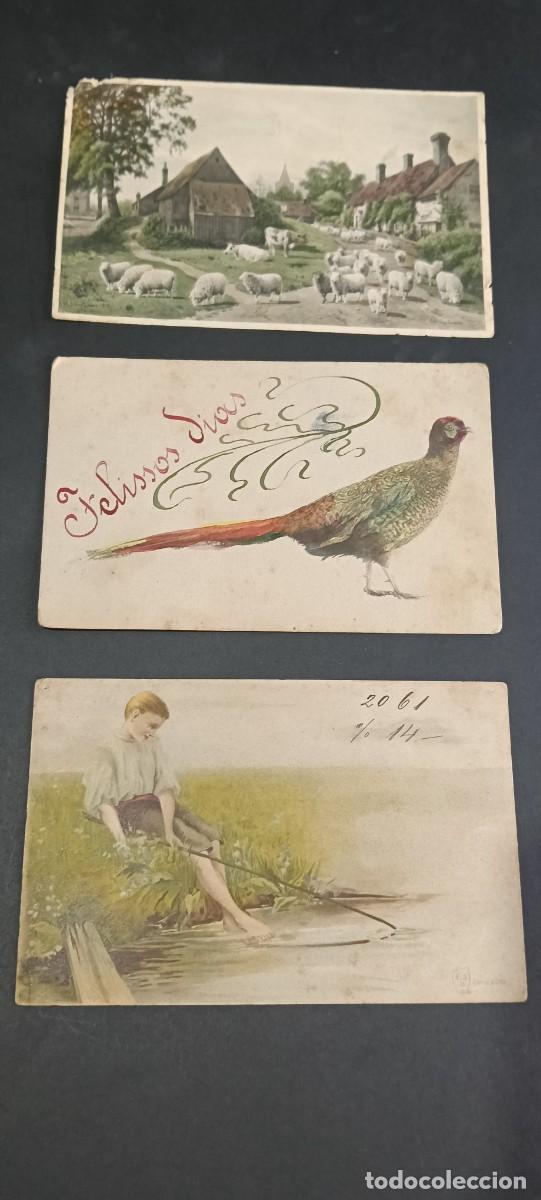 Postales: Lote de 3 antiguas tarjetas postales de ilustraci&oacute;n (Belle &Eacute;poque - Circa 1900-1920) - Paisaje buc&oacute;l