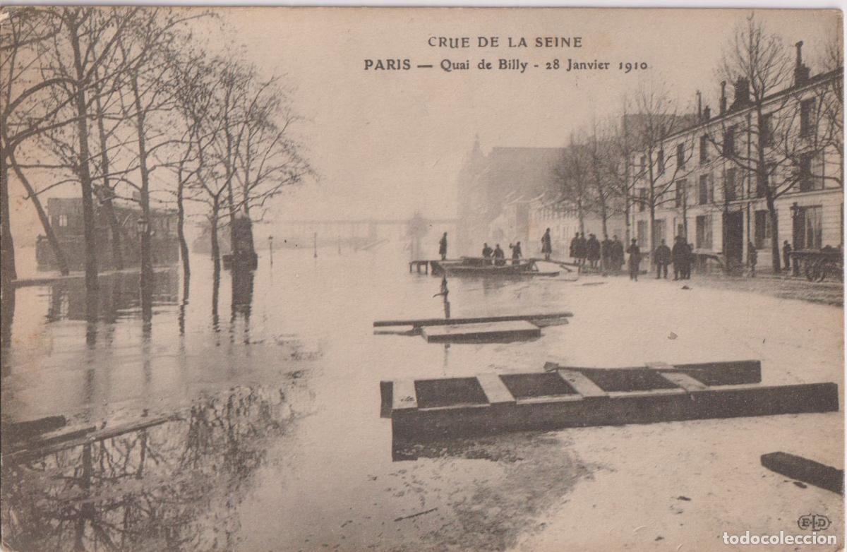 Postales: FRANCIA, PARIS, QUAI DE BILLY &ndash; 28 JANVIER 1910 &ndash; CIRCULADA