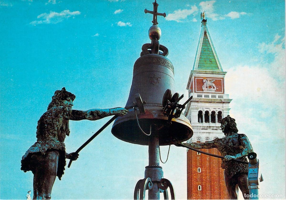 Postales: Postal de Venecia: Estatua de Los Moros y Campanario de San Marcos