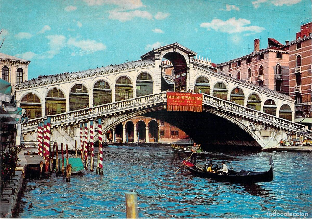 Postales: Postal del Puente de Rialto en Venecia, Italia