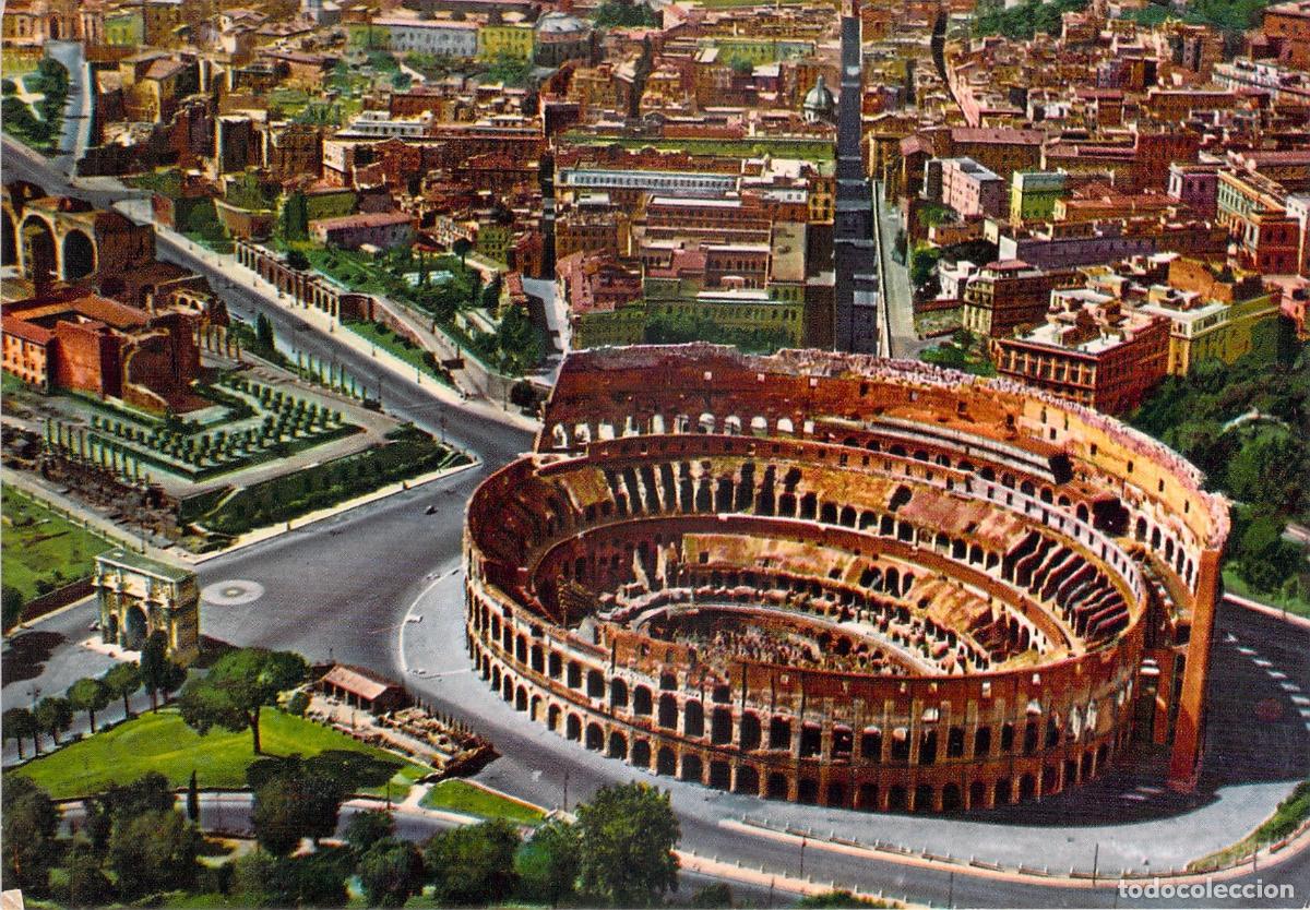 Postales: Postal de vista a&eacute;rea del Coliseo en Roma, Italia