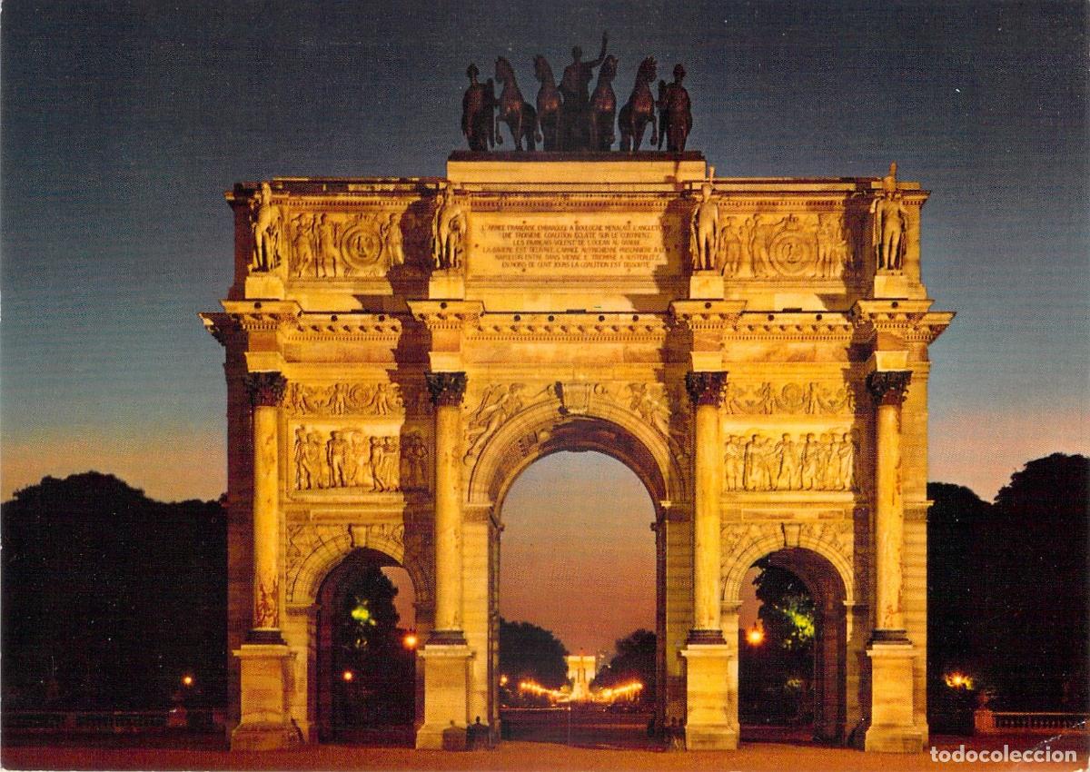 Postales: Postal de Paris: Arco de Triunfo del Carrusel iluminado