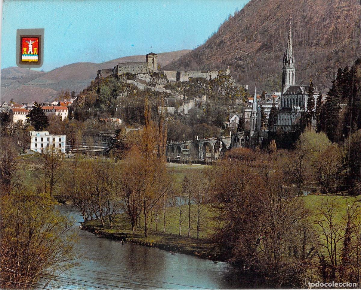 Postales: Postal de la Bas&iacute;lica y el Castillo de Lourdes, Francia
