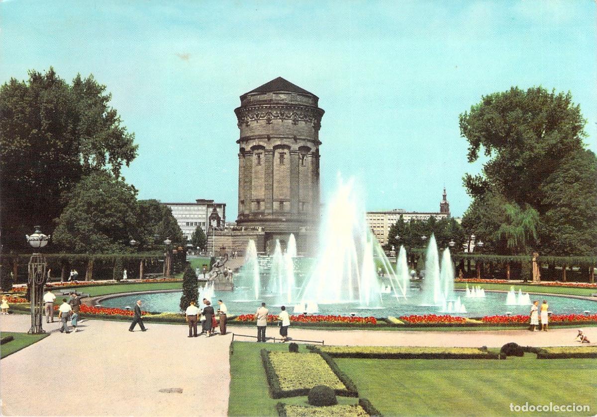 Postales: Postal de Wasserturm y fuentes en Mannheim Alemania