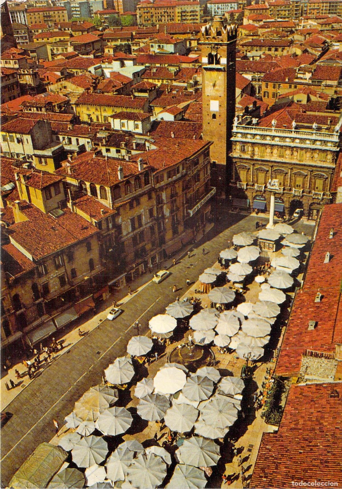 Postales: Postal de Piazza Erbe en la ciudad de Verona, Italia