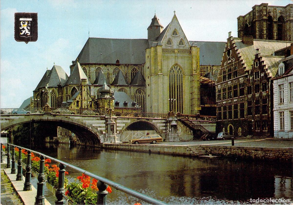 Postales: Postal de la Iglesia de San Miguel en Gante B&eacute;lgica