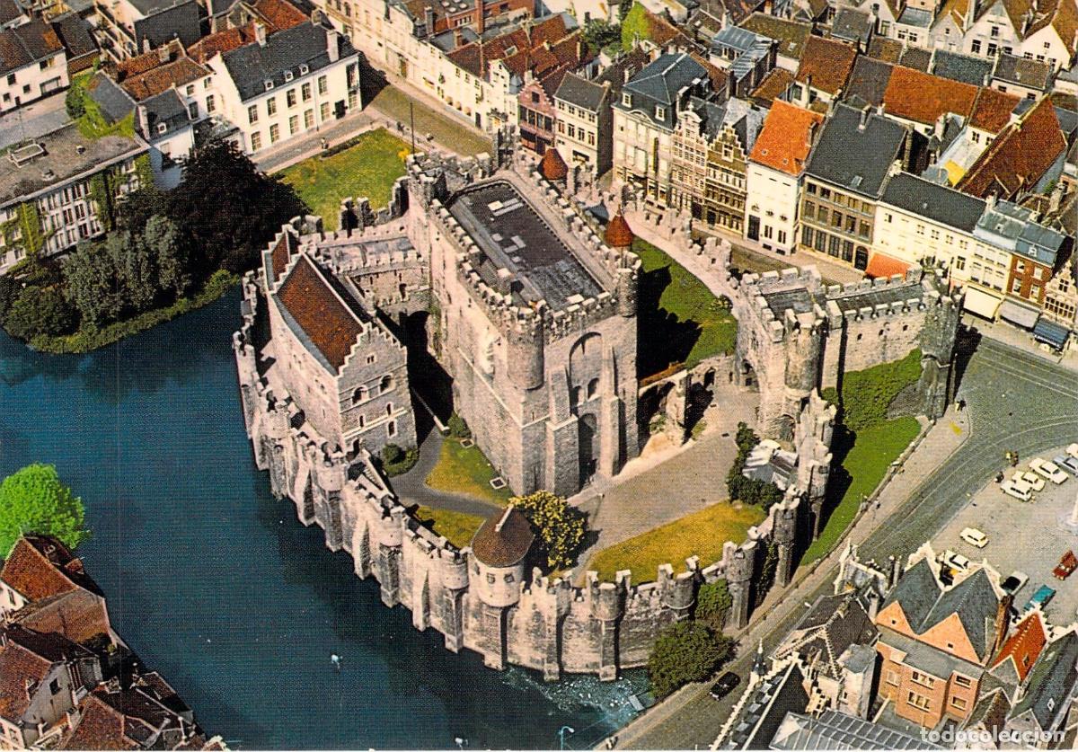Postales: Postal de Gante, Vista A&eacute;rea del Castillo Gravensteen