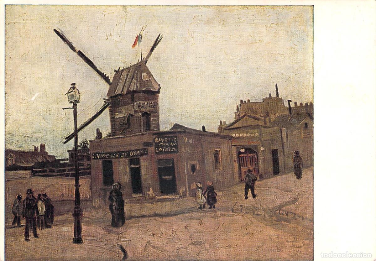Postales: Postal de arte con pintura Moulin de la Galette de Vincent van Gogh