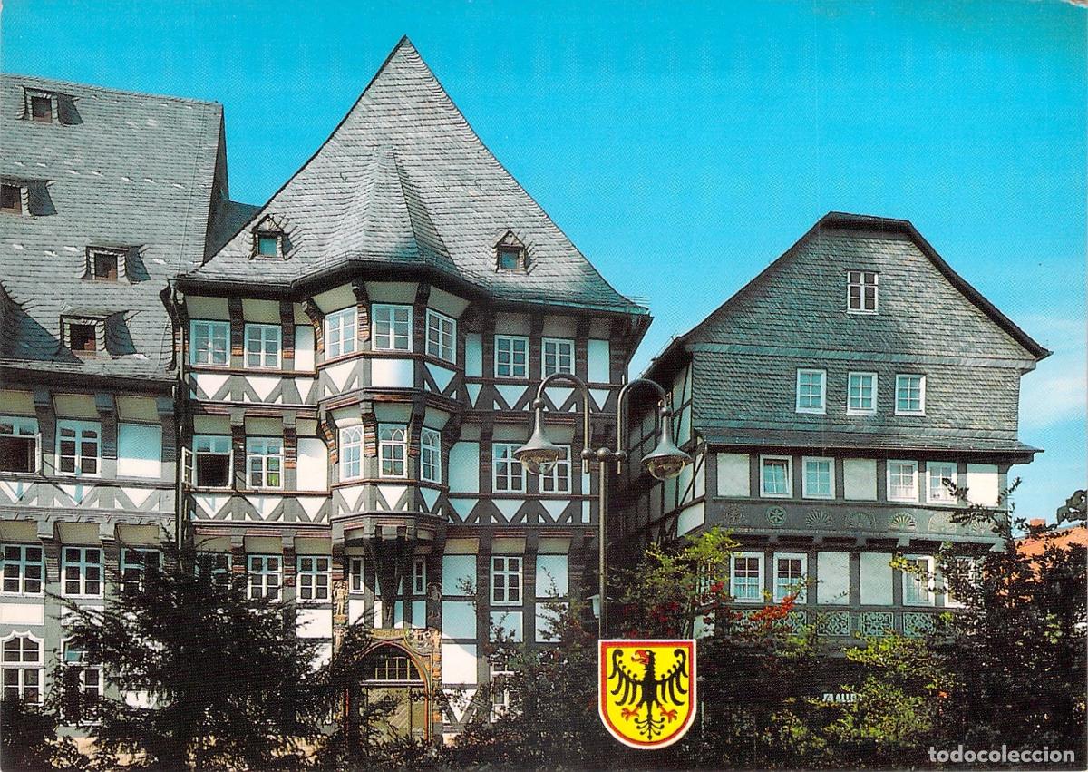 Postales: Postal de Goslar, casas entramadas en la calle Marktstra&szlig;e