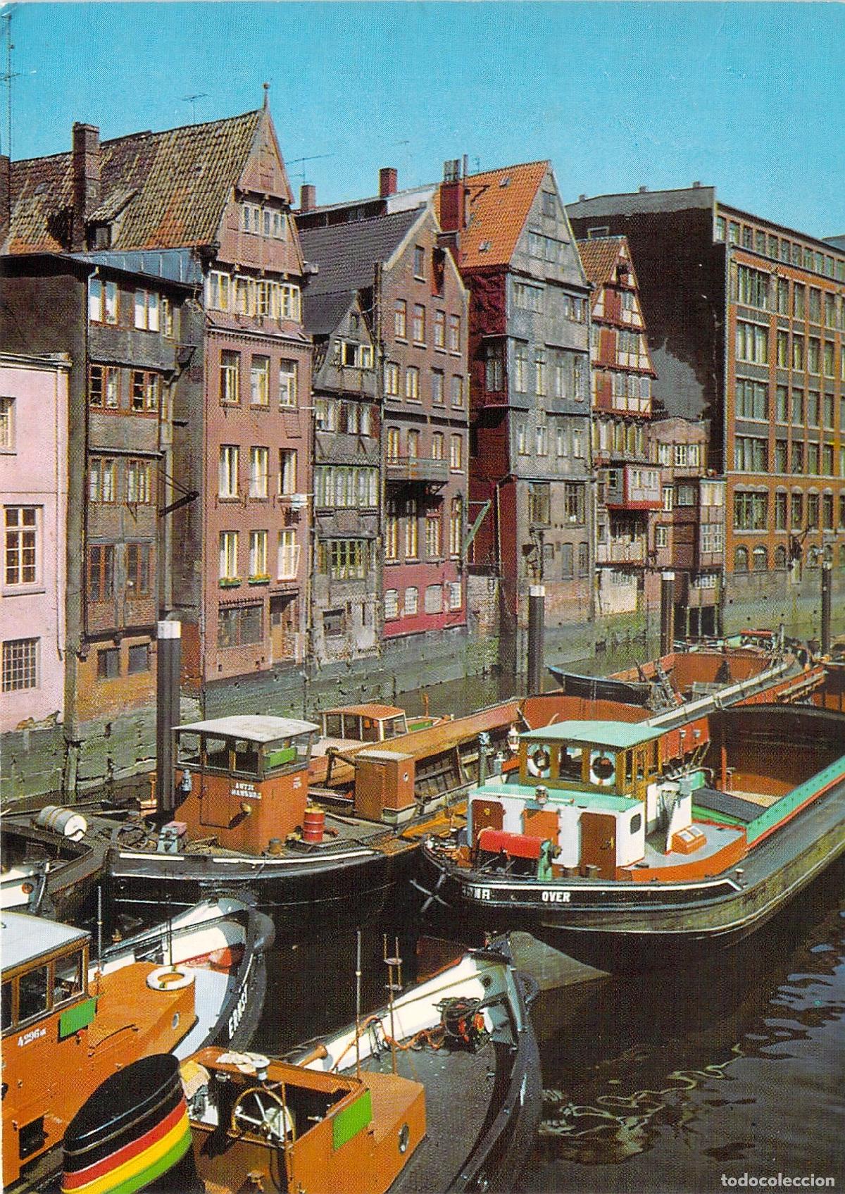 Postales: Postal de Nicolaifleet en Hamburgo con casas antiguas