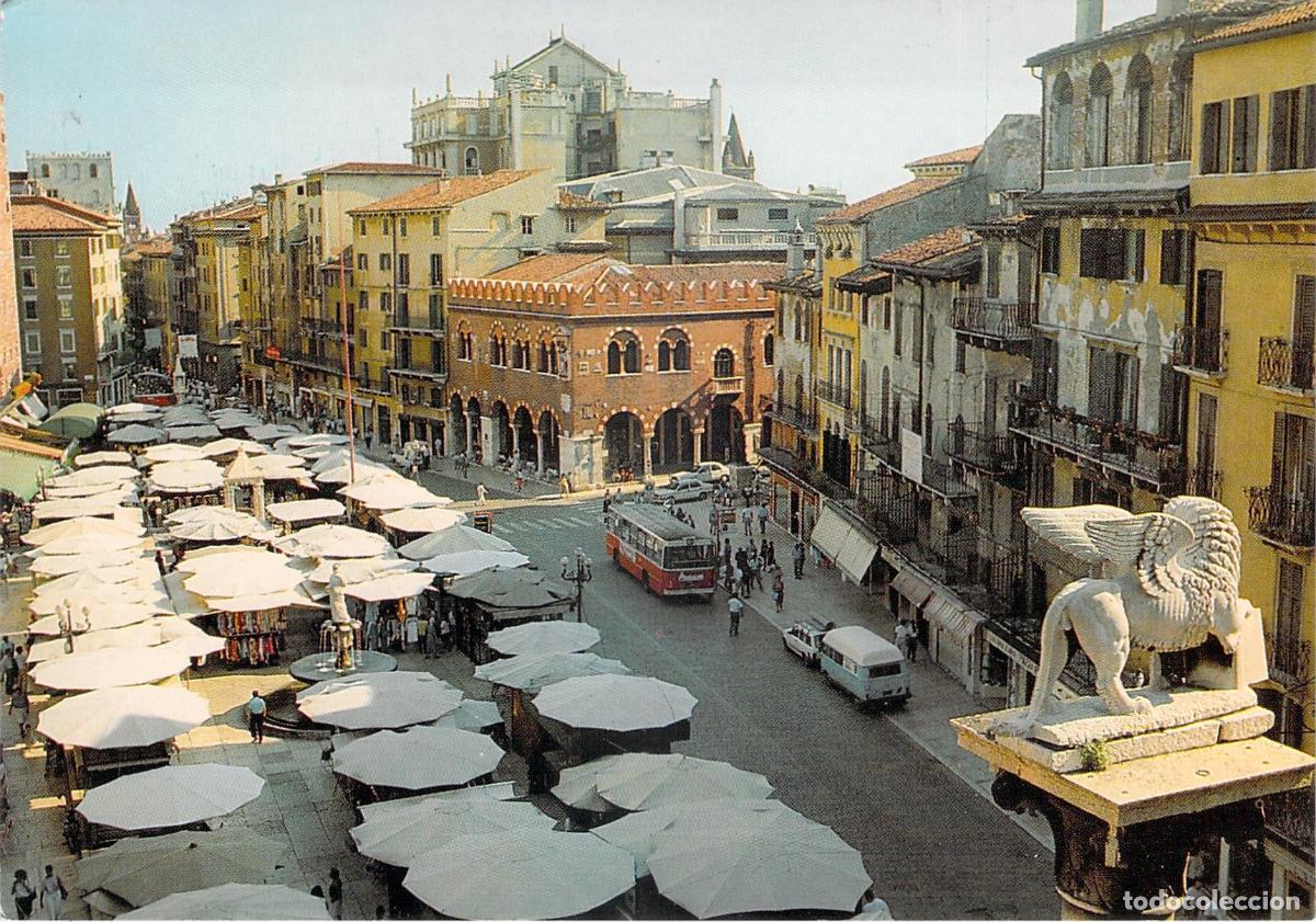 Postales: Postal de Piazza delle Erbe en Verona Italia