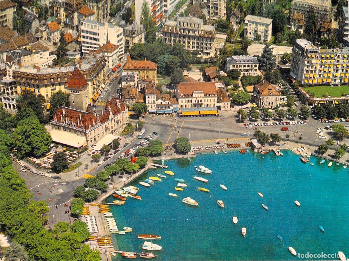 Postales: Postal de Ouchy en Lausana Suiza vista a&eacute;rea del puerto