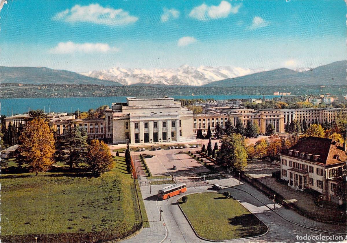 Postales: Postal del Palacio de las Naciones en Ginebra, Suiza