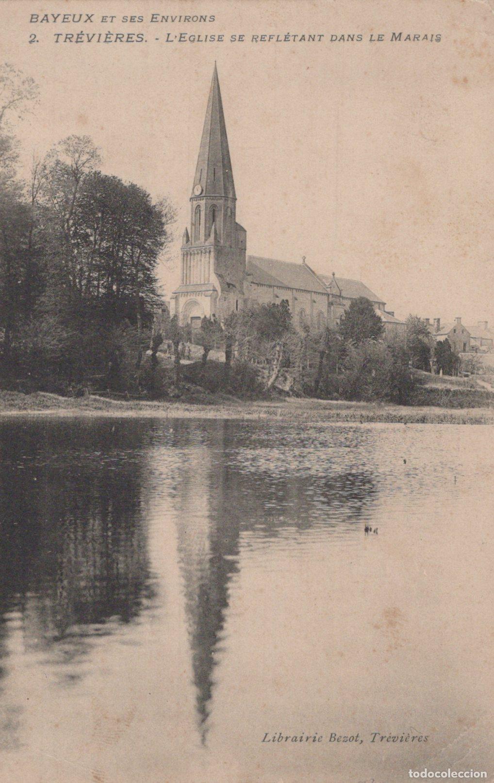 Postales: France Tr&eacute;vi&egrave;res &Eacute;glise Saint Martin Reflet Marais