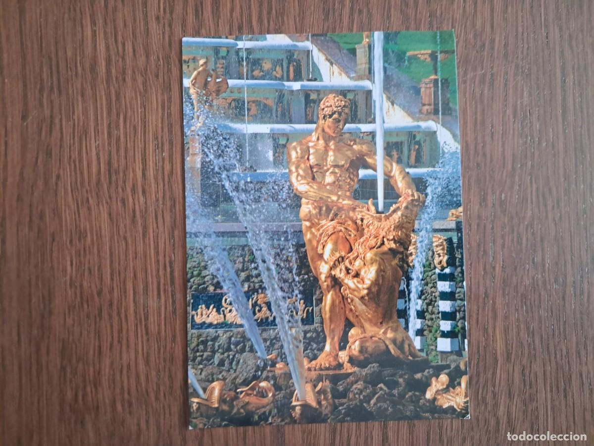 Postales: postal de Rusia, Peterhof, la gran cascada, fuente Sans&oacute;n.