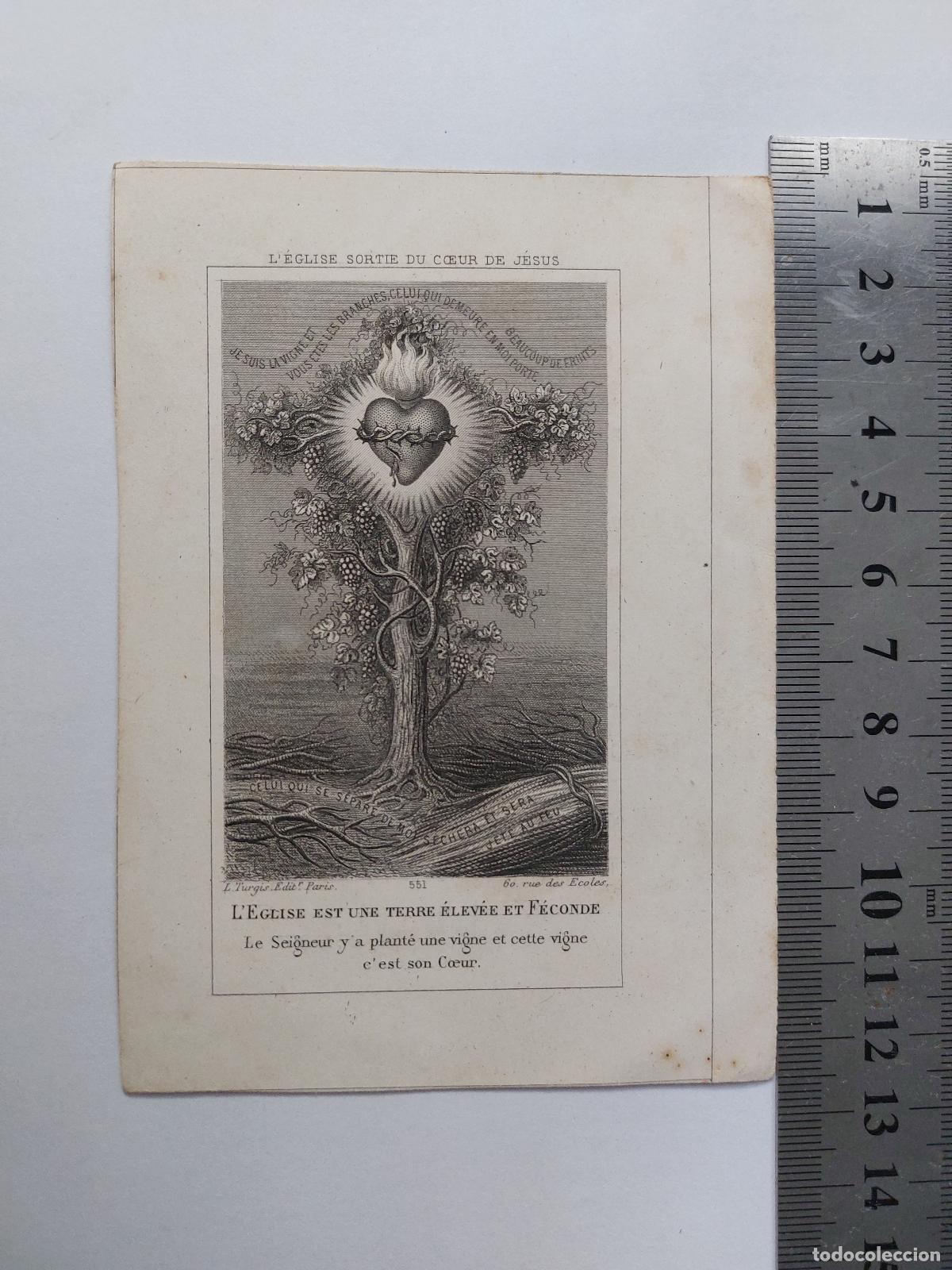 Postales: Estampa con ilustraci&oacute;n religiosa del Sagrado Coraz&oacute;n de Jes&uacute;s
