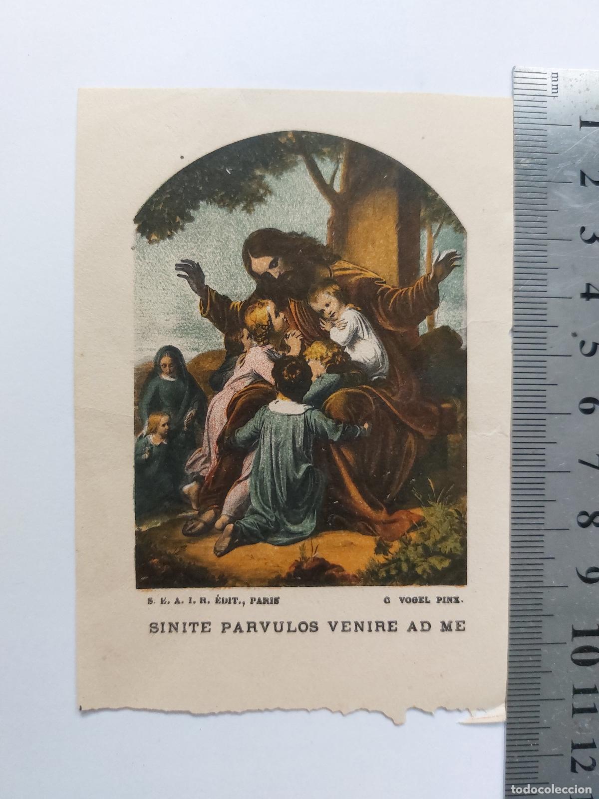Postales: Estampa con representaci&oacute;n religiosa de Jesucristo y los ni&ntilde;os