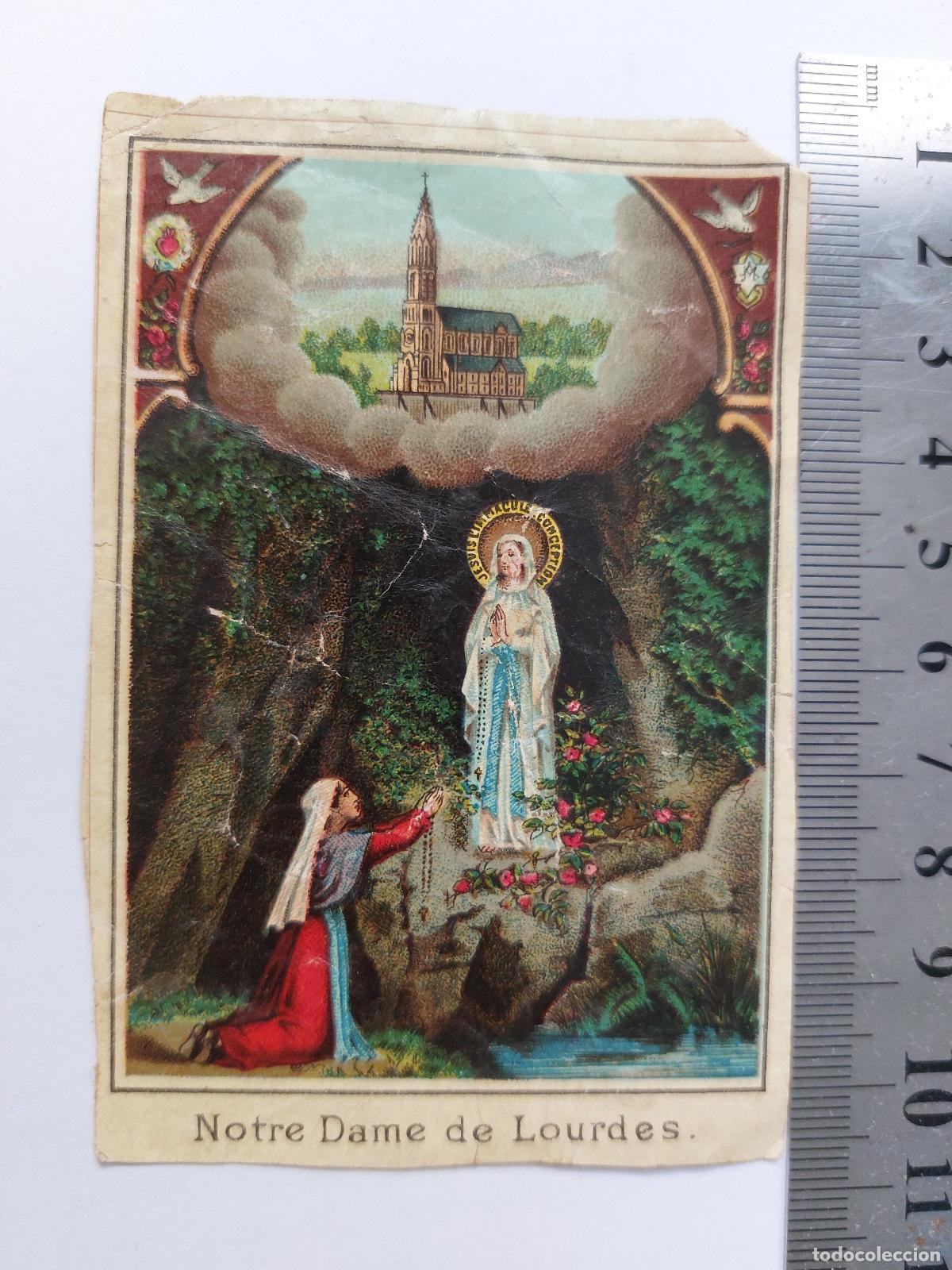 Postales: Estampa de Nuestra Se&ntilde;ora de Lourdes con Santa Bernadette