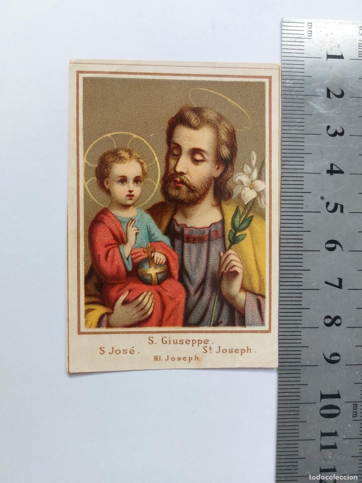 Postales: Estampa de San Jos&eacute; con el Ni&ntilde;o Jes&uacute;s, ilustraci&oacute;n religiosa