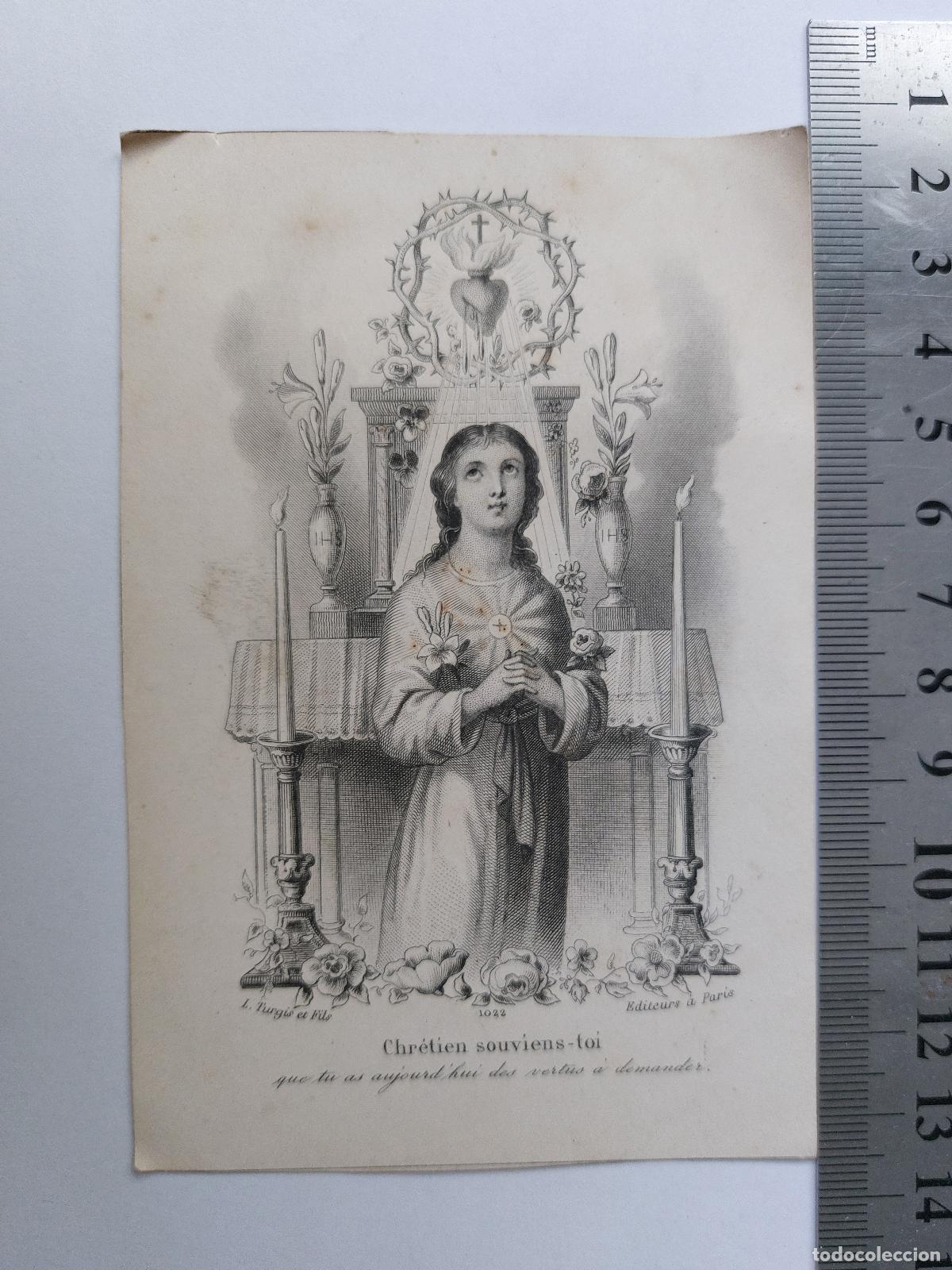 Postales: Estampa con imagen del Sagrado Coraz&oacute;n de Jes&uacute;s y oraci&oacute;n devocional