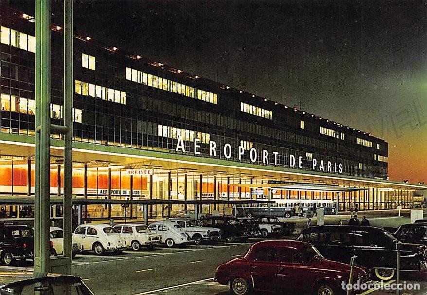 Postales: Aeropuerto de Paris - Orly (Francia) - Circulada con sellos - 1965 - Con coches de la &eacute;poca