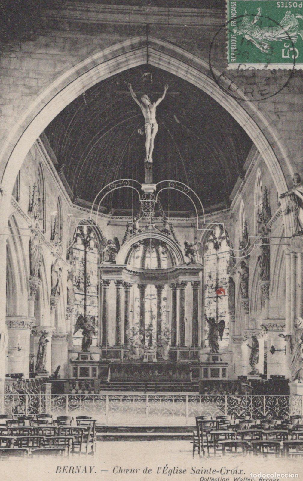 Postales: France Bernay Normandie Int&eacute;rieur &Eacute;glise Sainte Croix Ch&oelig;ur Crucifix *YAA017