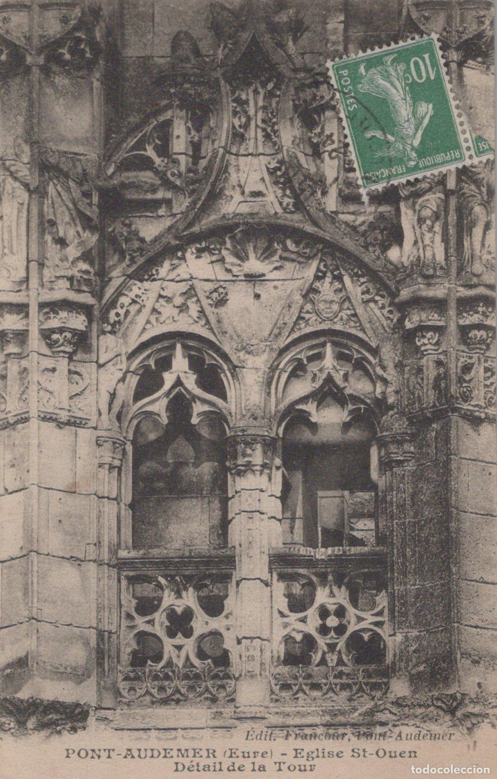 Postkarten: France Pont Audemer Eglise St Ouen D&eacute;tail Gothique Tour *YAA097