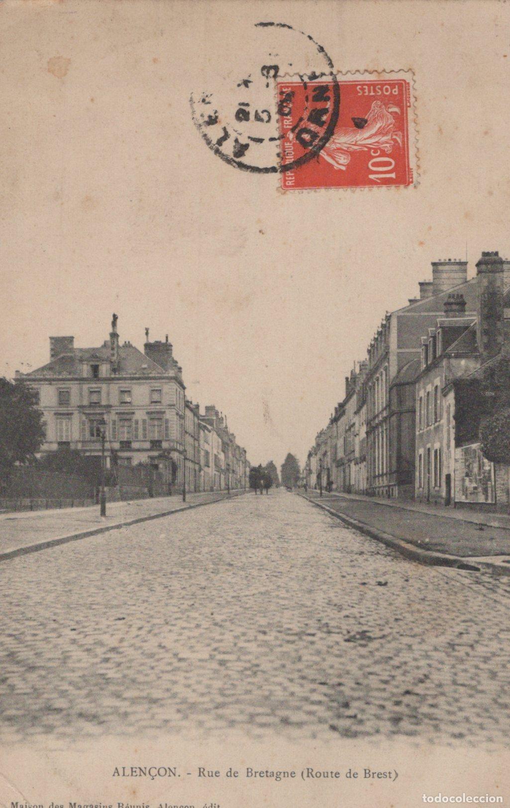 Postkarten: France Alen&ccedil;on Rue de Bretagne Sc&egrave;ne Urbaine Pav&eacute;e *YAA091