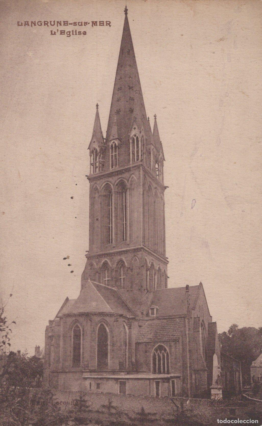 Postkarten: France Langrune sur Mer Normandie &Eacute;glise Architecture Gothique Spire *YAA080