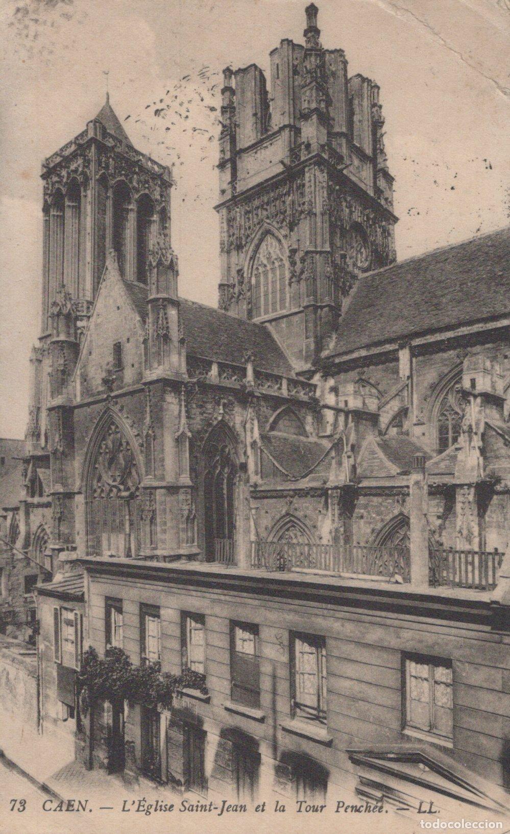 Postais: France Caen &Eacute;glise Saint Jean et la Tour Pench&eacute;e *YAA134