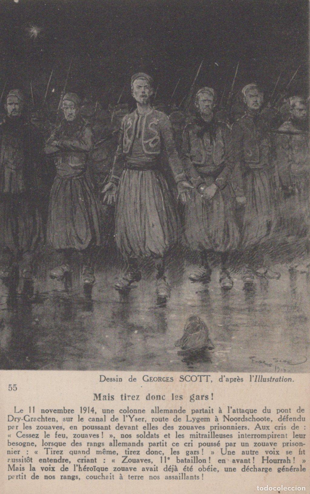 Postales: France Paris Wwi Bataille Zouaves Yser Illustration Scott Unposted *YAA140
