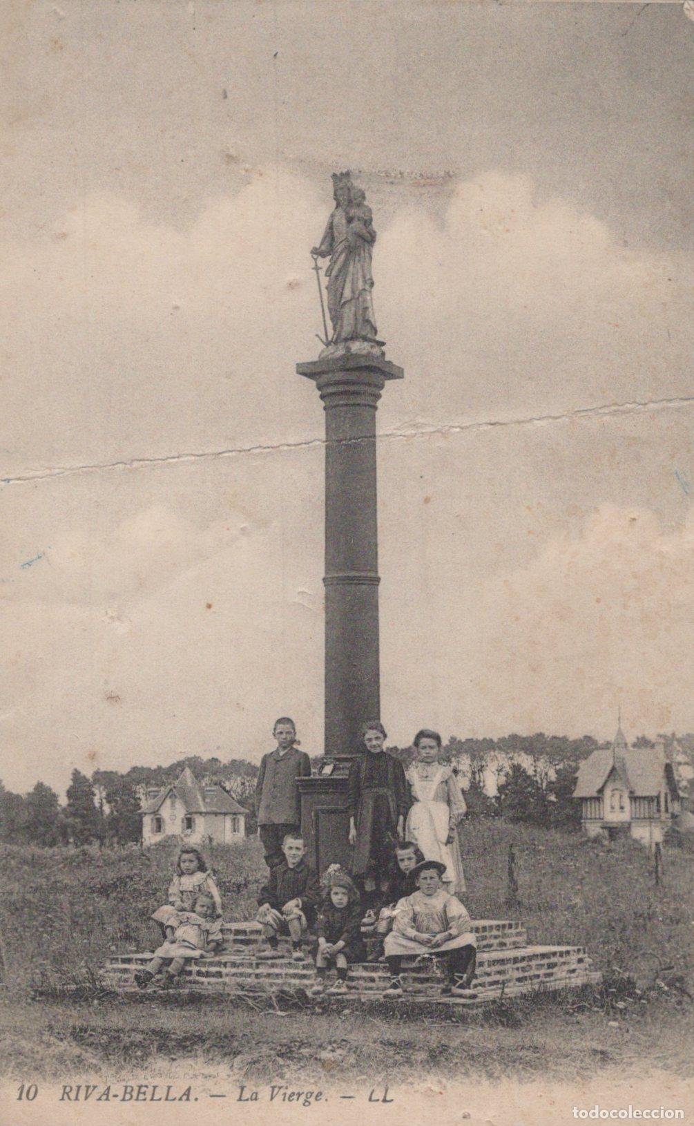 Postales: France Riva Bella Normandie Statue de la Vierge Enfants Unposted *YAA148