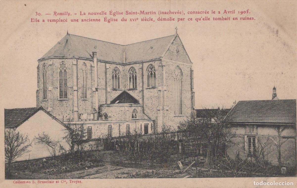Cartoline: France Romilly Nouvelle &Eacute;glise Saint Martin Inachev&eacute;e 1905 *YAA340