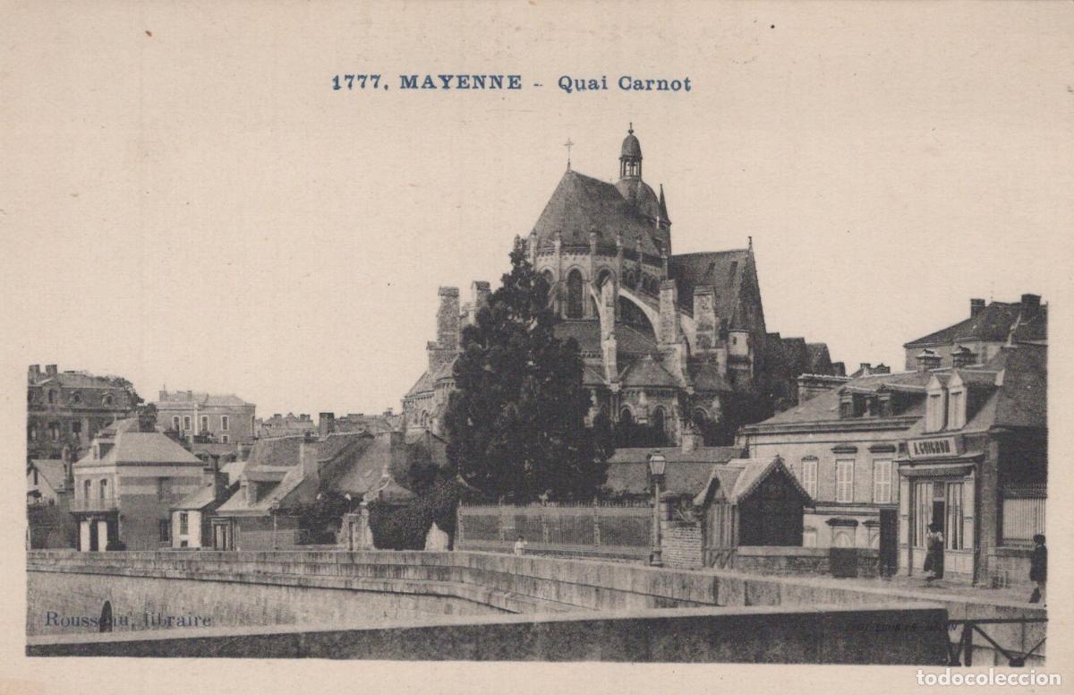 Postkarten: France Mayenne Quai Carnot et &Eacute;glise Architecture Unposted *YAA535