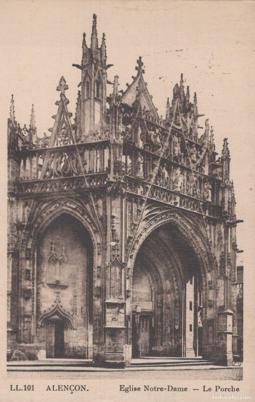 Postales: France Alen&ccedil;on &Eacute;glise Notre Dame le Porche Architecture *YAA591