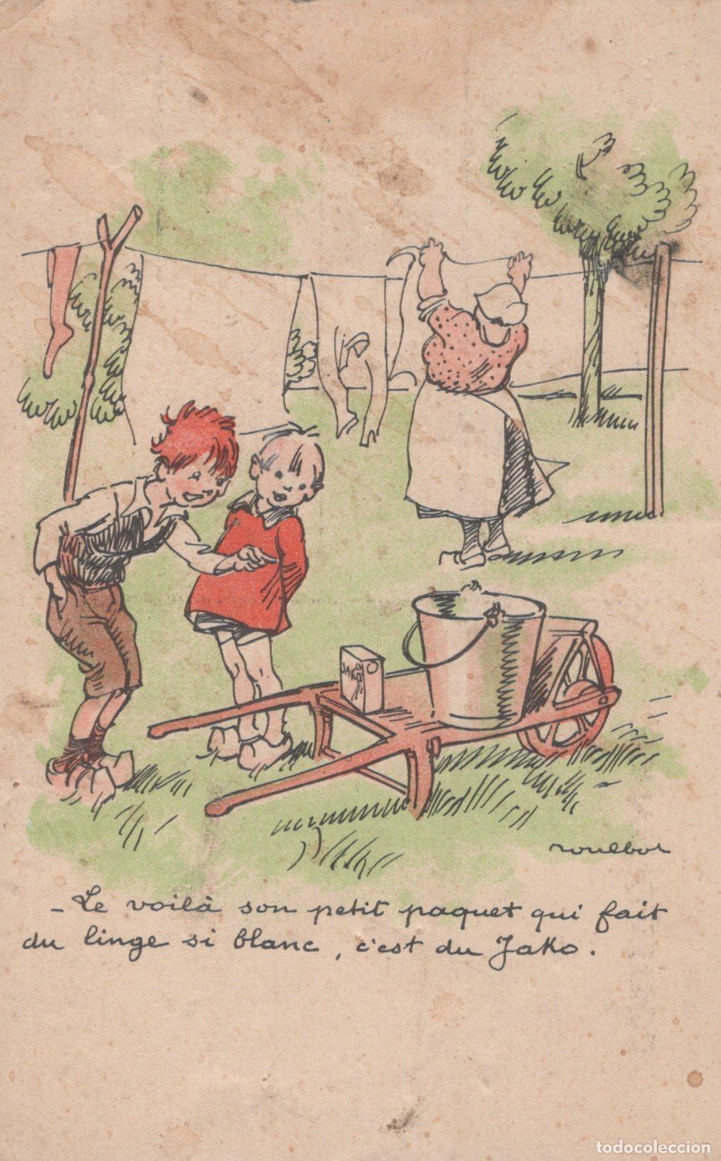 Postcards: France Paris &Icirc;le de Sc&egrave;ne de Vie Enfants et Femme Lessive Jako Unposted *YAA850