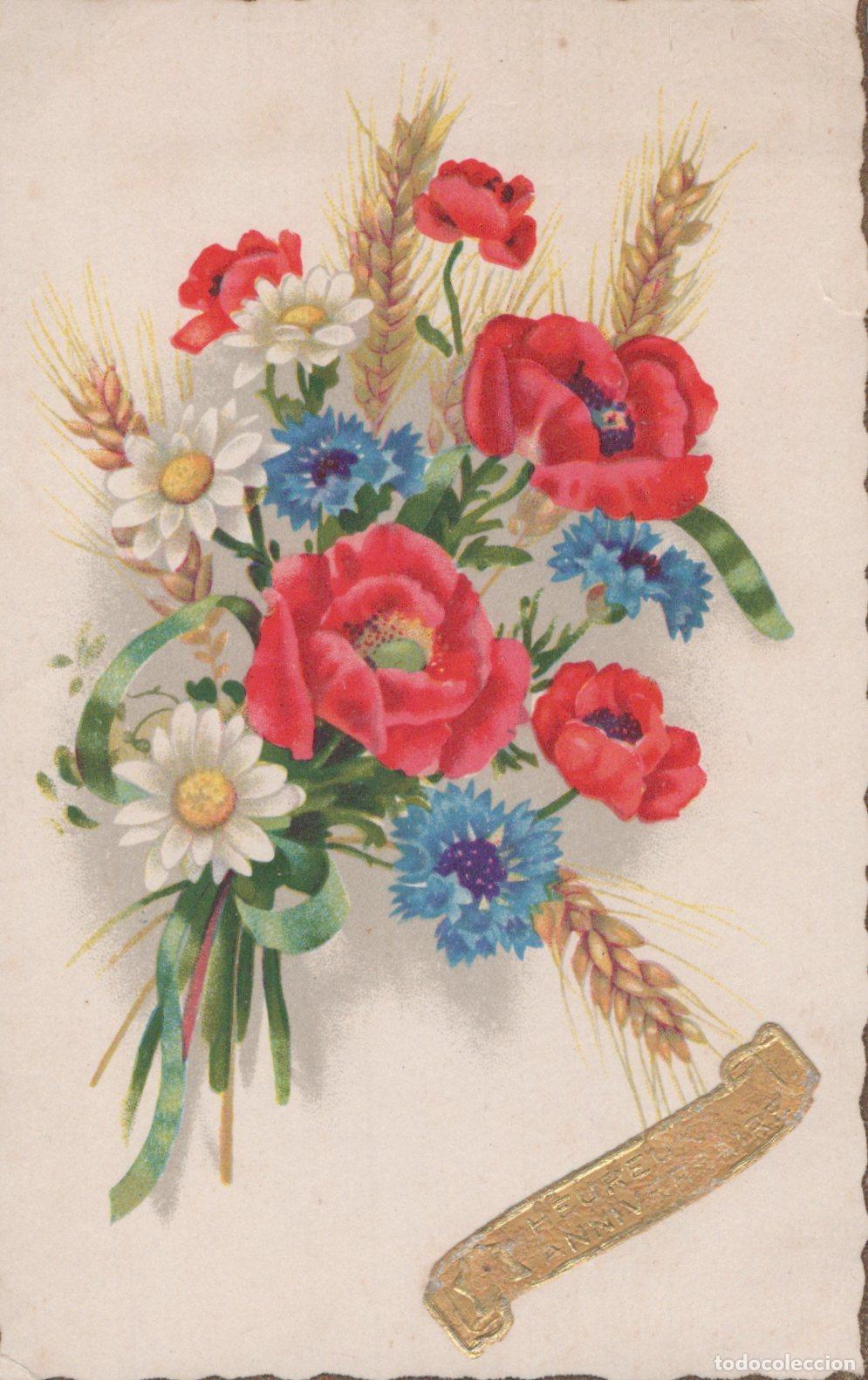 Cartoline: France Bouquet de Fleurs et &Eacute;pis de Bl&eacute; Illustration Florale *YAA864
