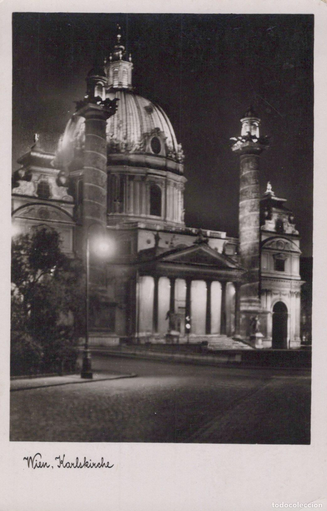 Cartoline: &Ouml;sterreich Vienna Wien Karlskirche Bei Nacht Real Photo Unposted *YAA882