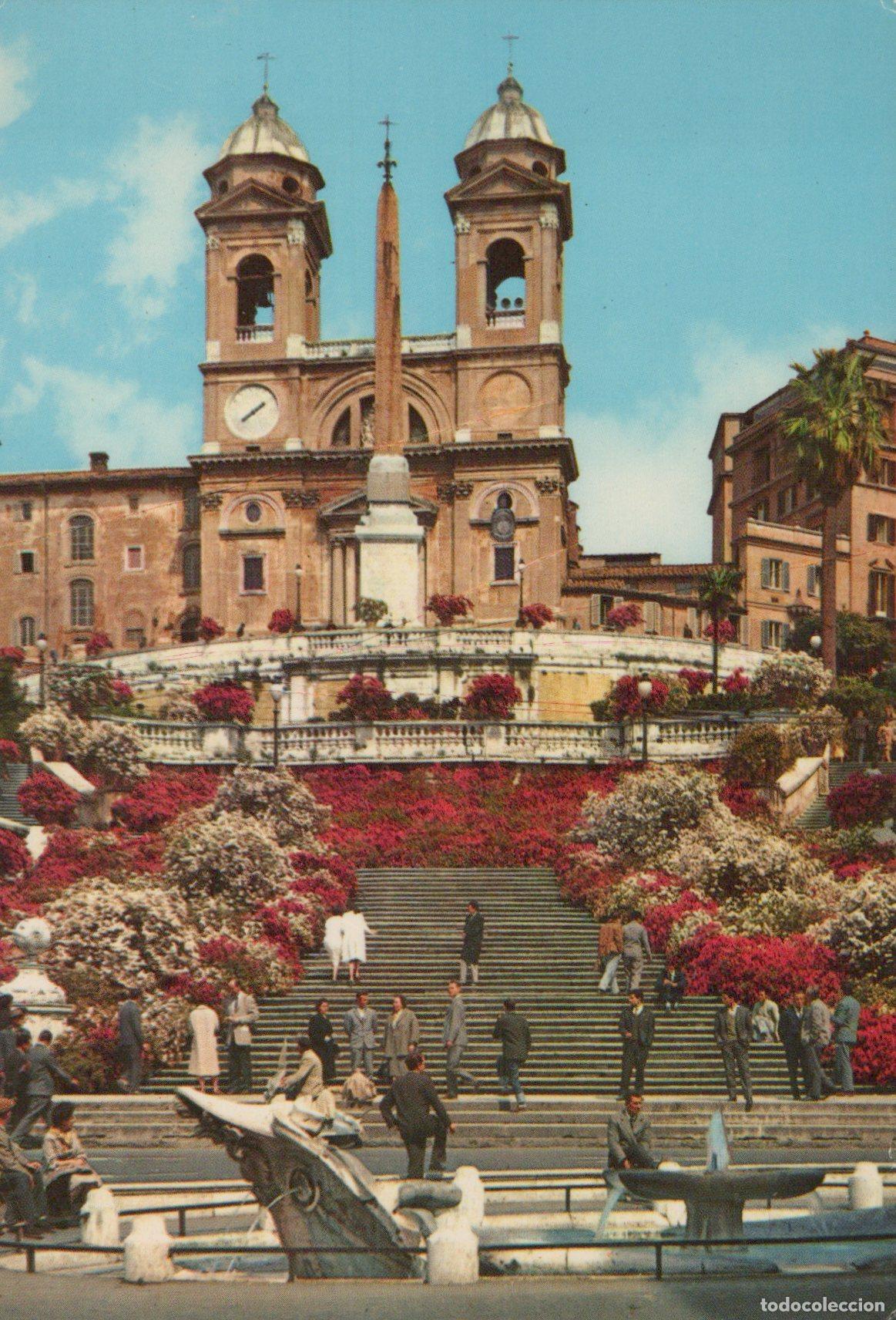Cartoline: Italia Roma Scalinata Trinit&agrave; Dei Monti Fiori Architettura Unposted *YAA930
